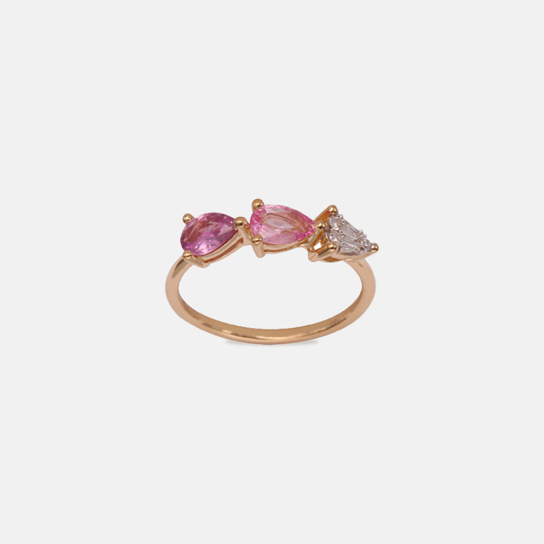 Triple Petal Ruby and Diamond Ring