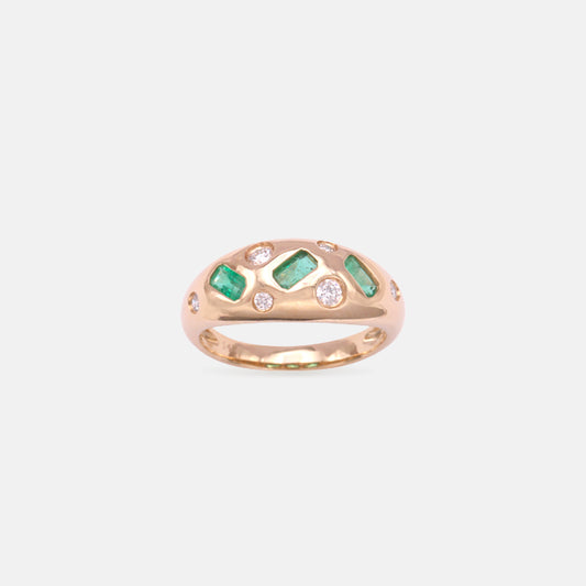 Sapphire and diamond bombé ring