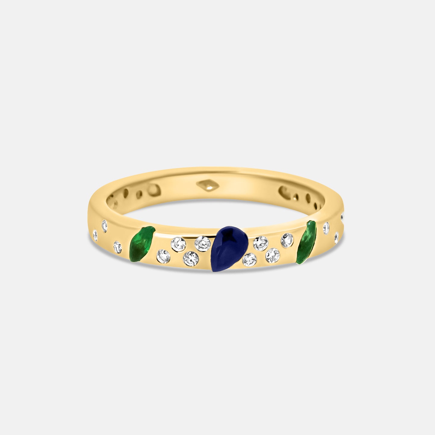 Orbit Ring in Diamonds, Emeralds & Sapphires