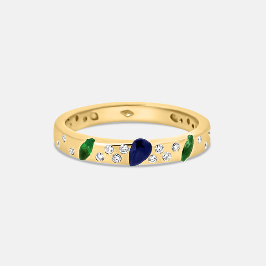 Orbit Ring in Diamonds, Emeralds & Sapphires