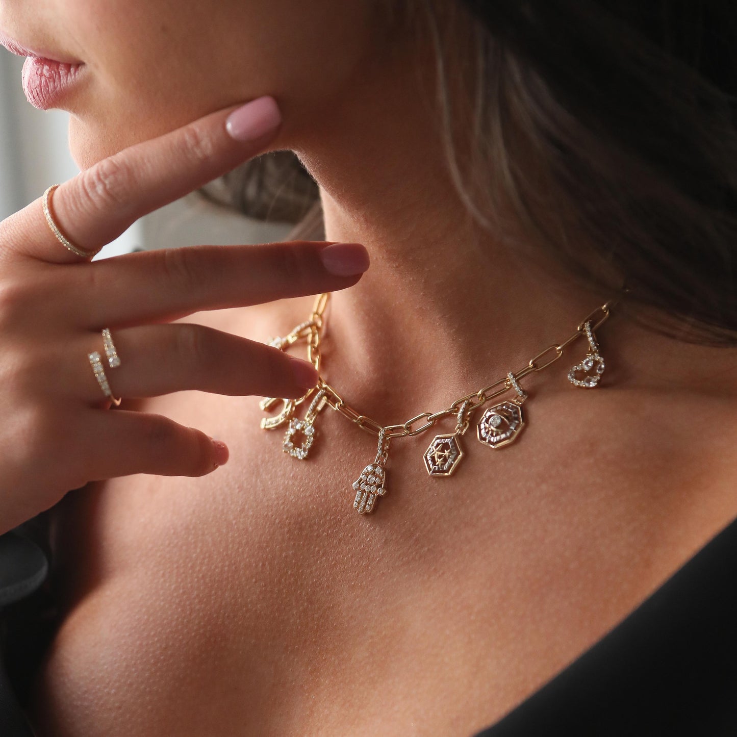 Diamond Hamsa Amulet Charm