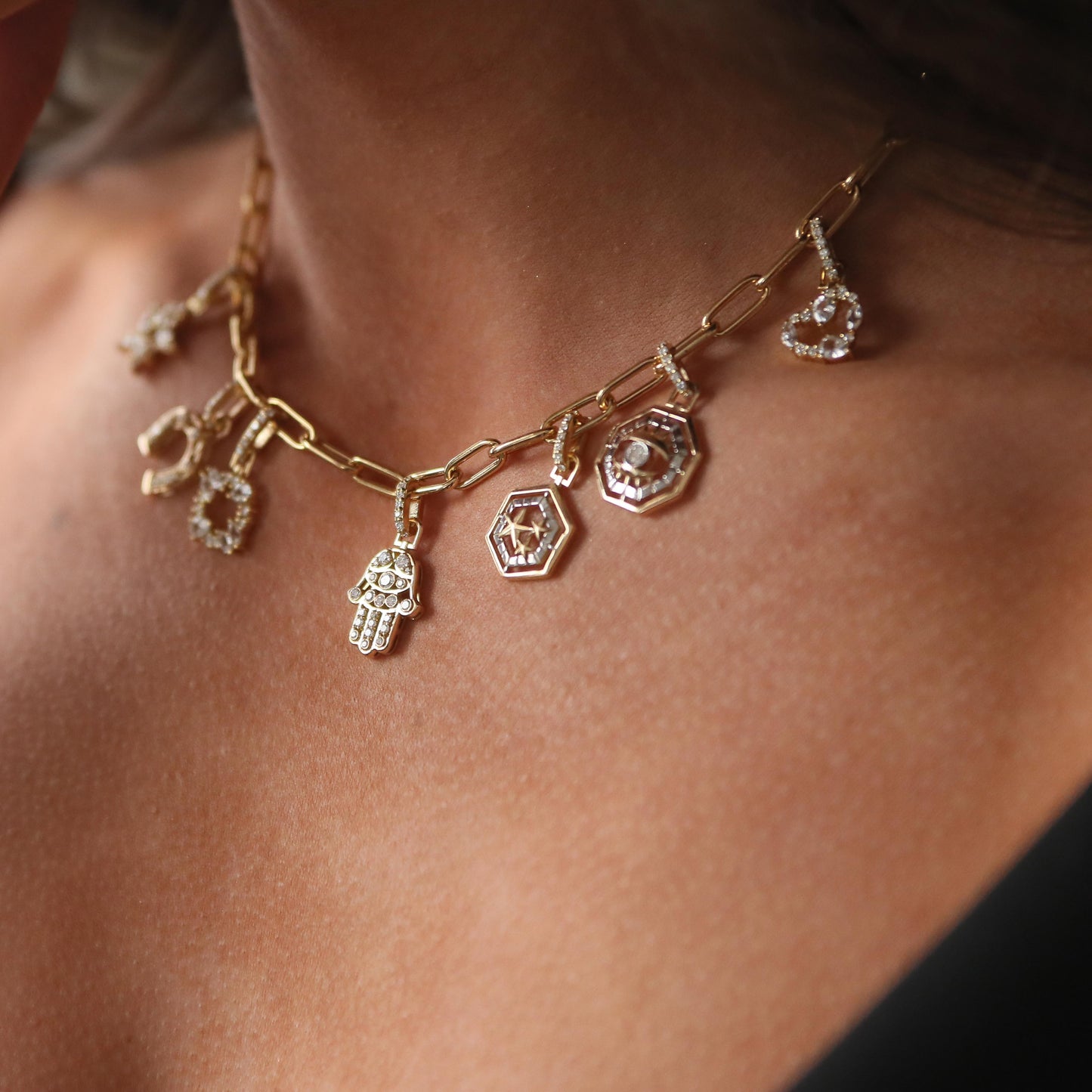 Diamond Hamsa Amulet Charm