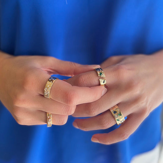 Constellation Ring in Diamonds, Emeralds & Sapphires