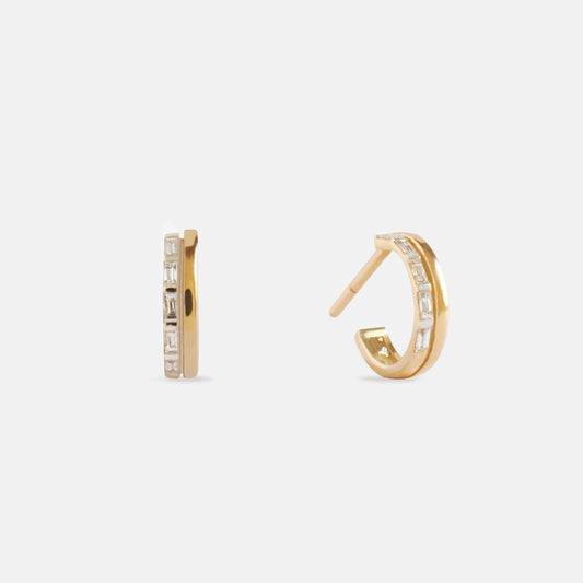 Maru baguette diamond hoop earring
