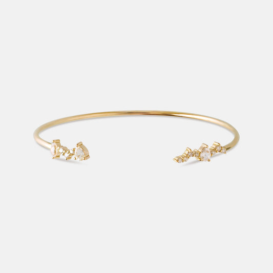 Maru Petal Cuff Bracelet in diamonds & White Sapphires