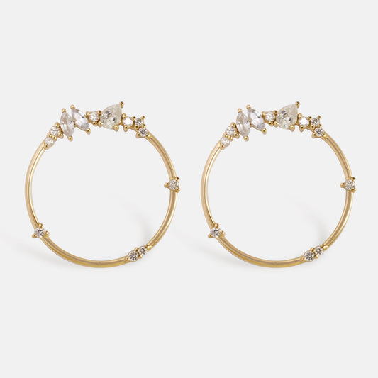 Large Blossom Earrings in Diamonds & White Sapphires