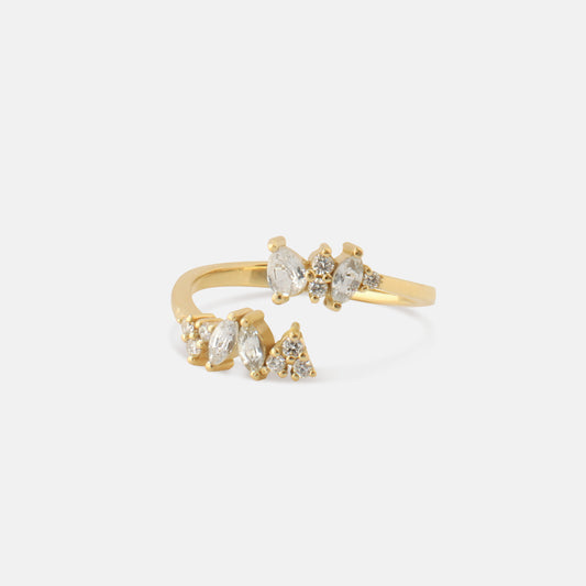 Double Blossom Ring in Diamonds & White Sapphires