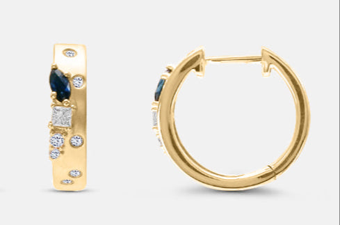 Star Dust Earrings with Sapphires and Diamonds