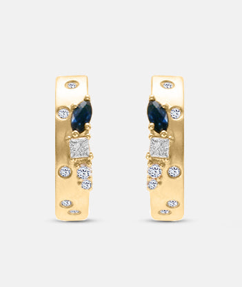 Star Dust Earrings with Sapphires and Diamonds
