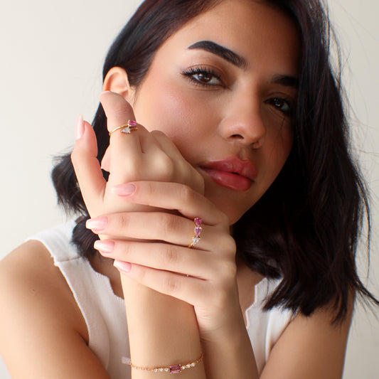Triple Petal Ruby and Diamond Ring