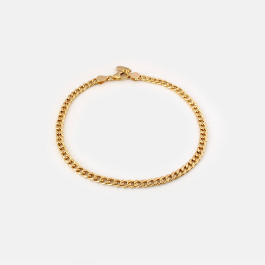 Gold Curb Chain 3mm Bracelet