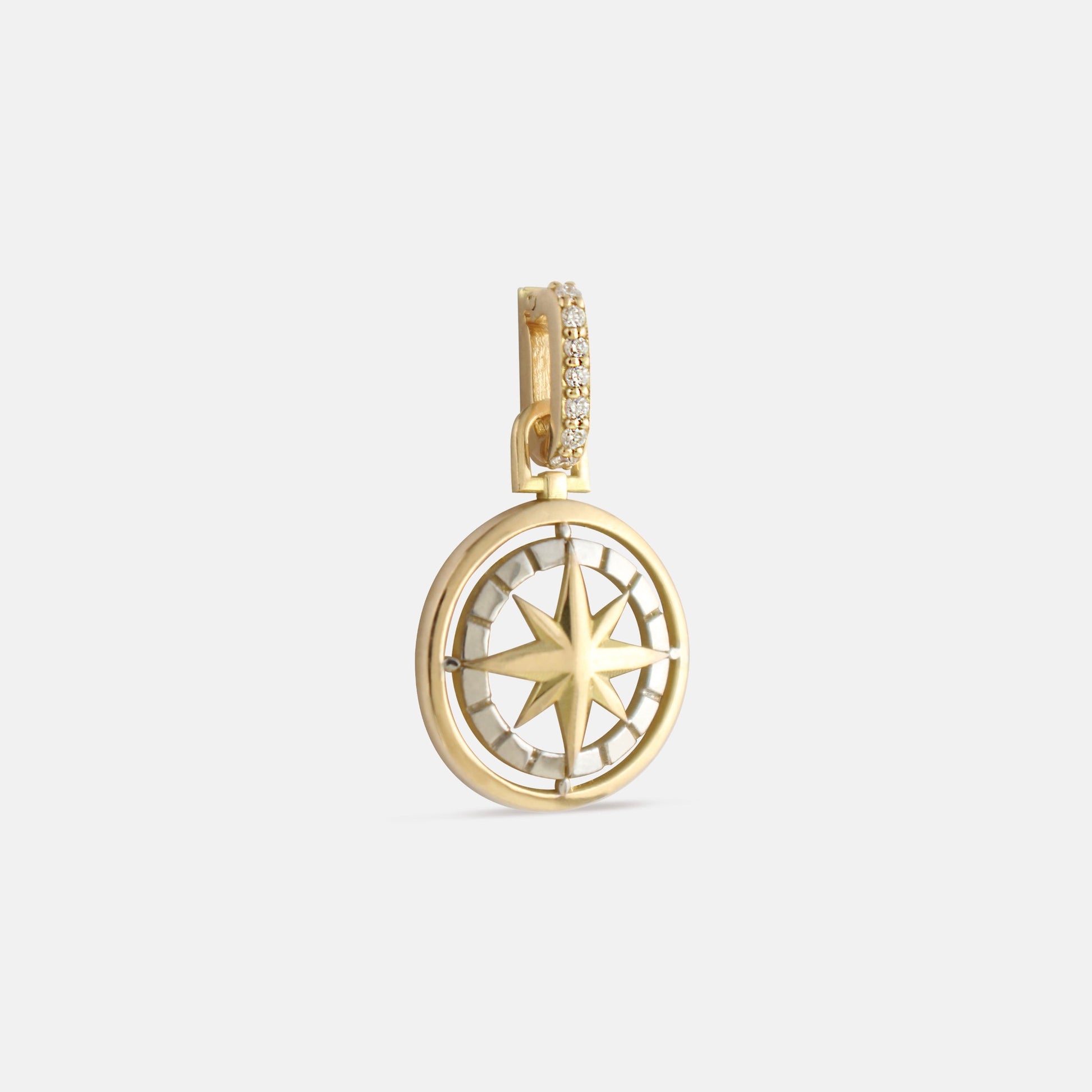 Gold two toned Compass Amulet Charm  Edit alt text
