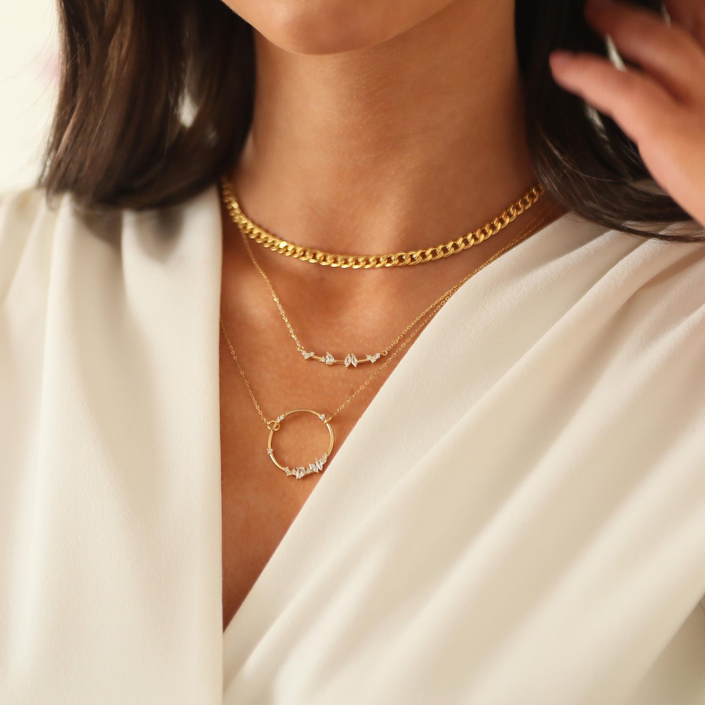 Wild Florets Necklace in Diamonds & White Sapphires