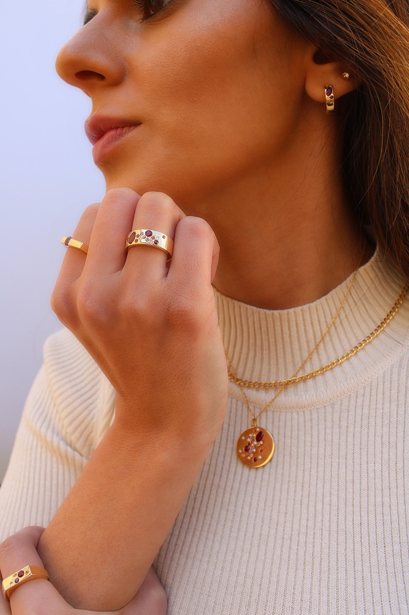 Tea Party Hoops in Rubies, Sapphires and Diamonds
