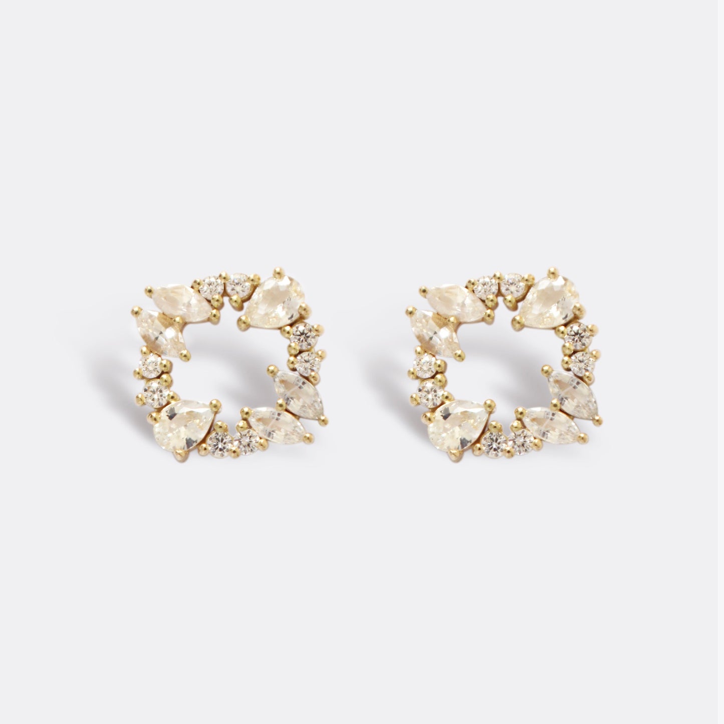 Full Bloom Mini Earrings in diamonds and white sapphires