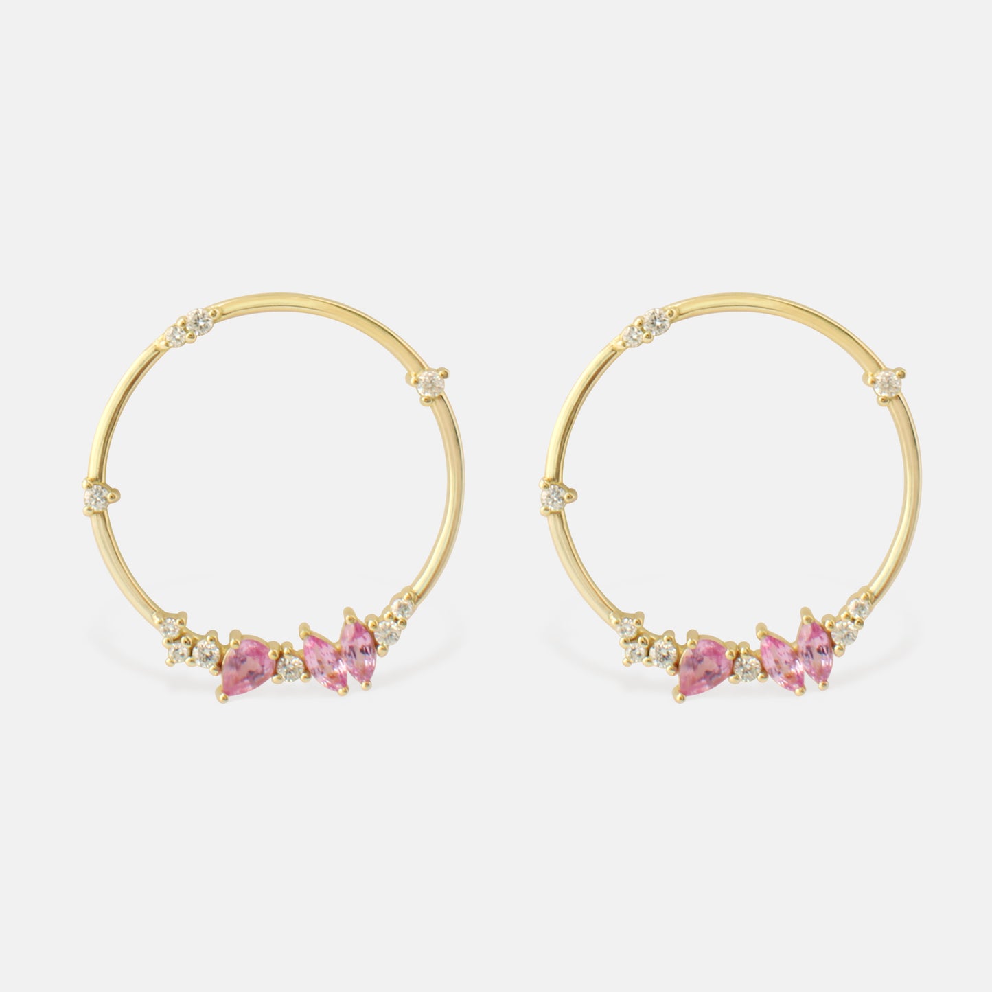 Large Blossom Earrings in Diamonds & Pink Sapphires