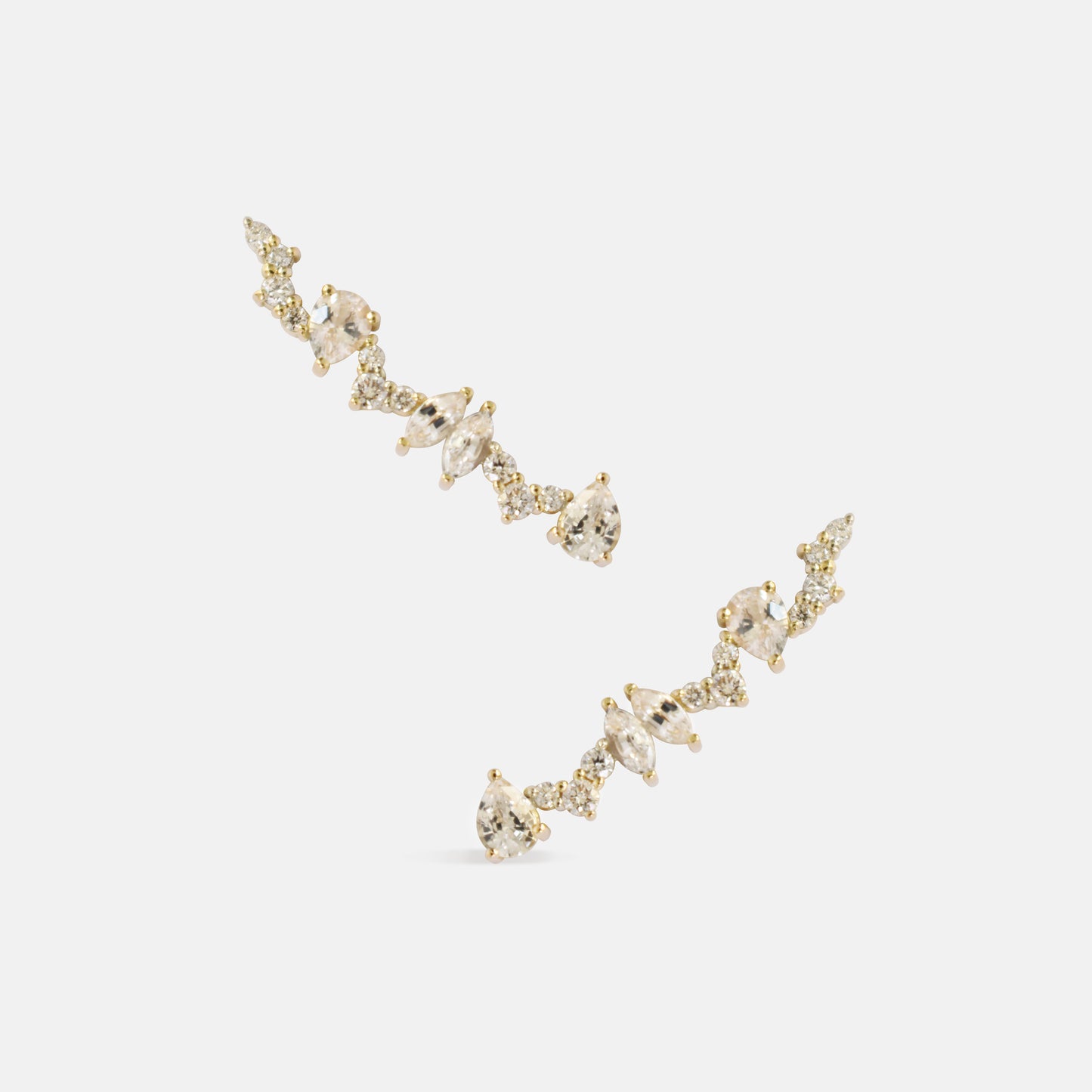 Full Bloom Climber Earring in Diamonds and white sapphires