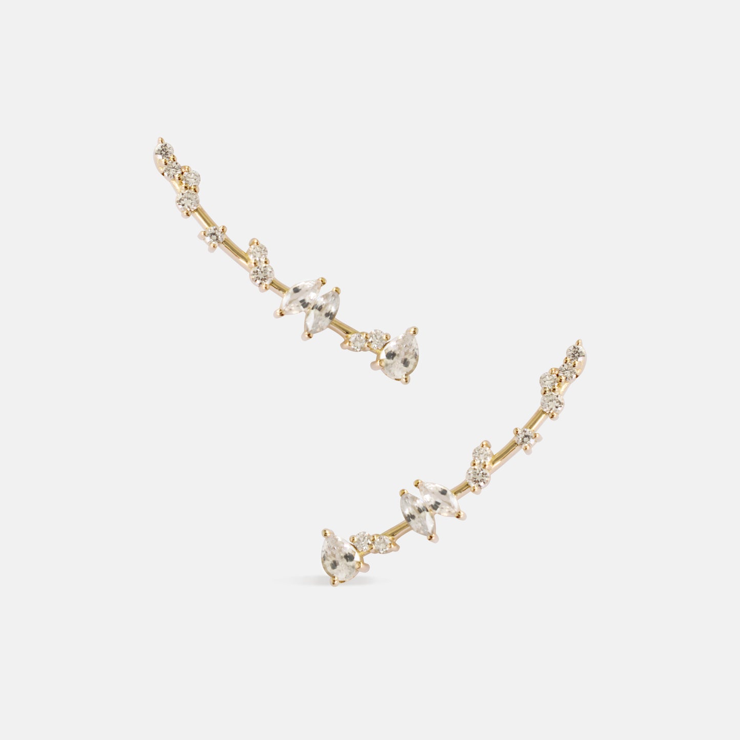 Wild Florets Climber Earrings in Diamonds & White Sapphires