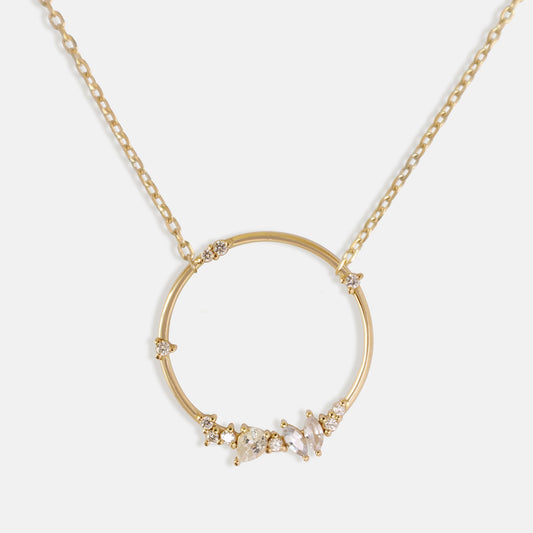 Large Blossom Necklace in diamonds & White Sapphires