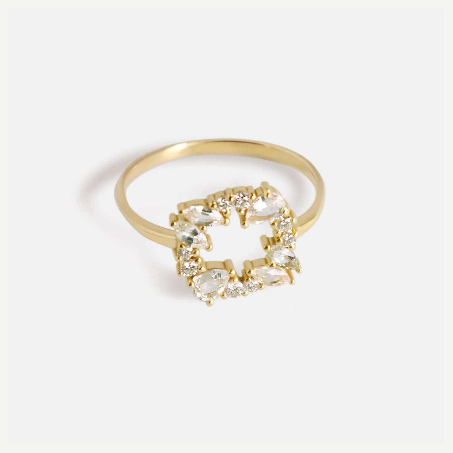 Full Bloom Circle Ring in diamonds and white sapphires