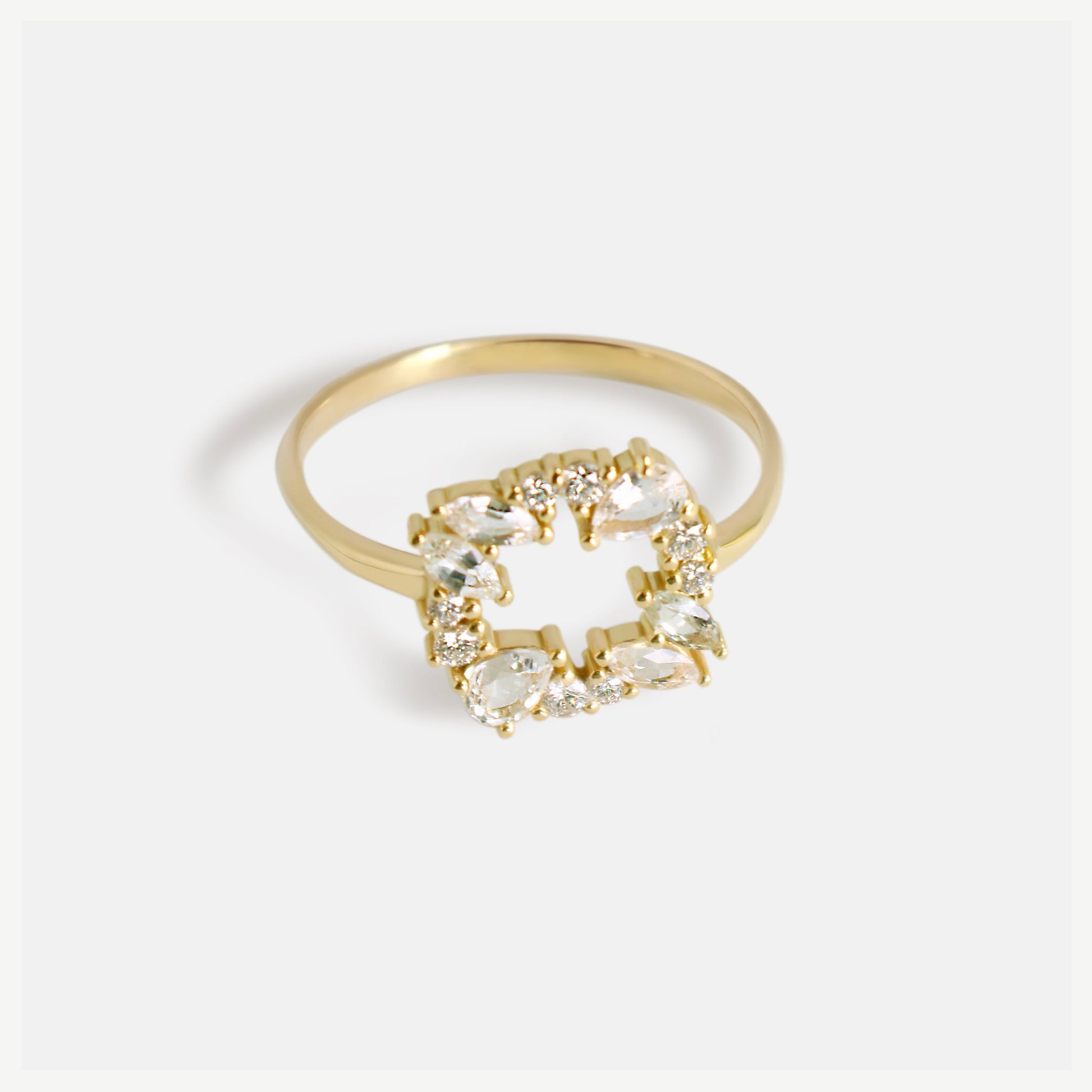 Full Bloom Circle Ring in diamonds and white sapphires